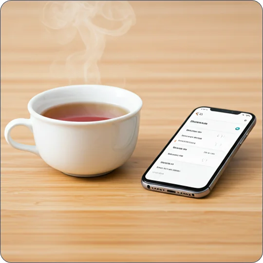 phone and tea